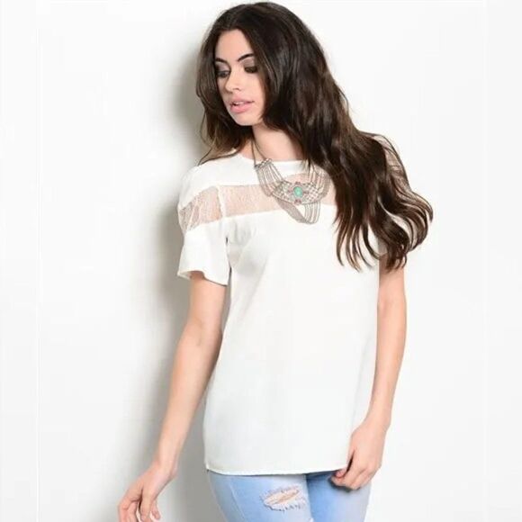 *Clearance* Poema White Lace Top - Picture 2 of 3